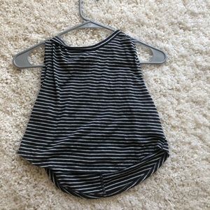 cropped grey and white stripped tank top